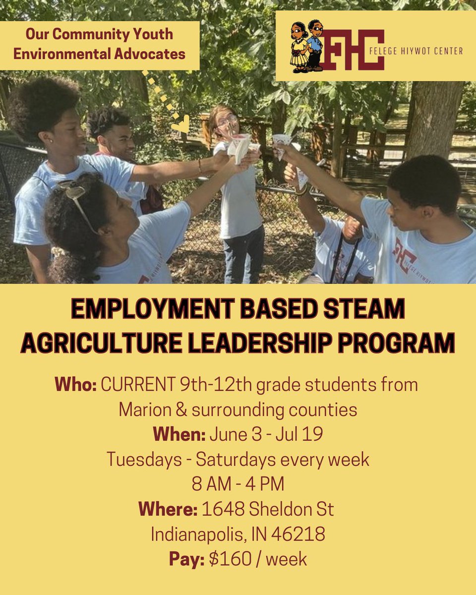 💡 Learn by doing. Lead by example.
Indy high schoolers! This is your chance to build career skills, earn while you learn, and prepare for success after graduation. Don’t miss out! Apply here:
afterschoolhq.com/FelegeHiywotCe…
#IndyYouth #Indianapolis #MarionCounty