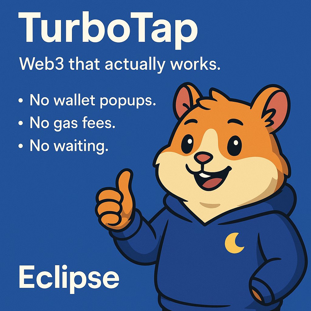 BenedictMale's tweet photo. ⚡️1. TurboTap = Web3 that actually works No wallet popups. No gas fees. No waiting. TurboTap by Eclipse is the smoothest on-chain UX I’ve ever used. Try it once and you’ll never go back. https://t.co/qwVq6LEeNU