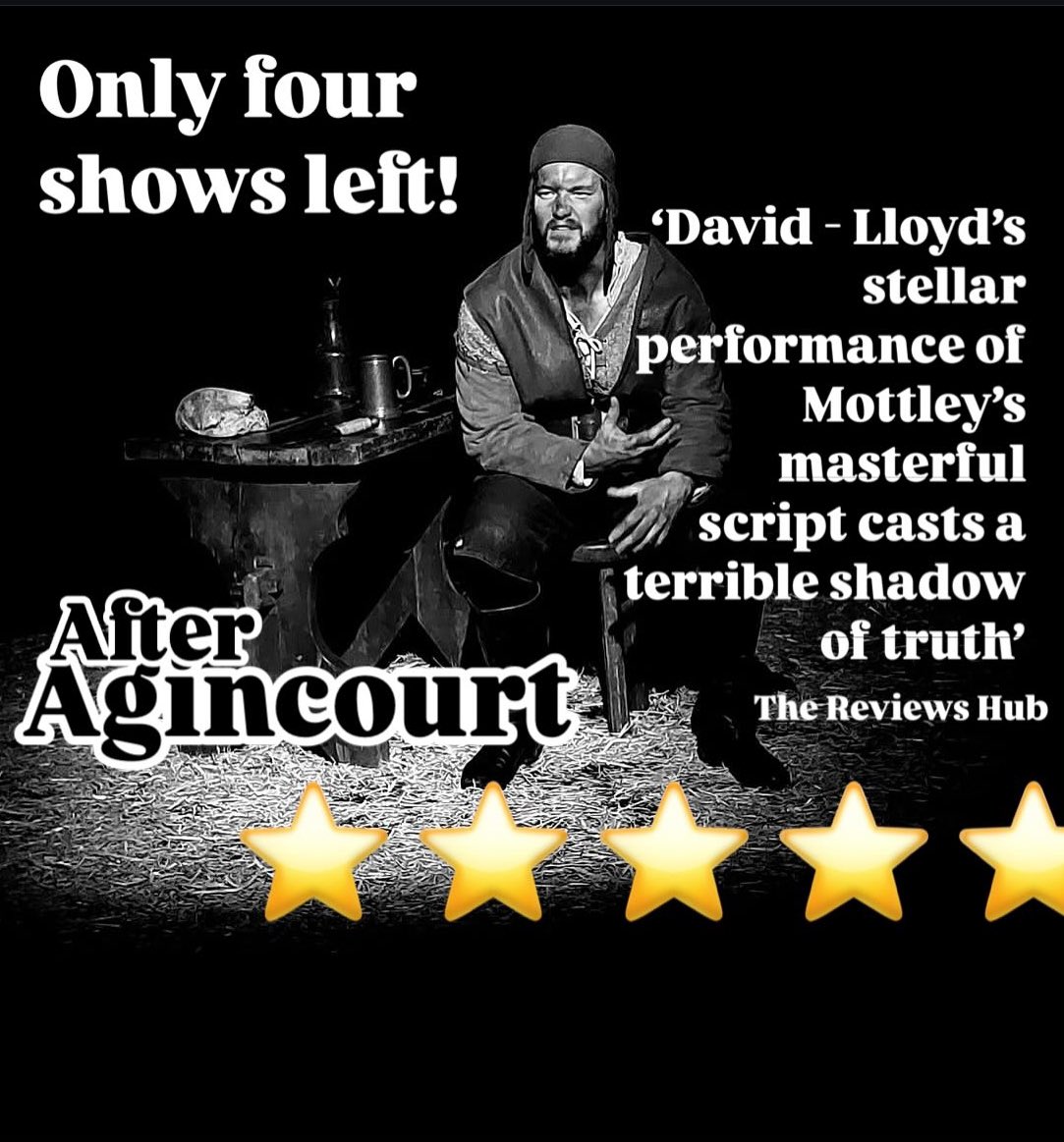 Only four chances to see After Agincourt <a href="/LandUTheatre/">Lion & Unicorn Theatre</a> 

Tickets:
app.lineupnow.com/event/after-ag…

#Theatre #Drama #shakespeare #fringetheatre #offwestend #agincourt #henryv #war #humancostofwar