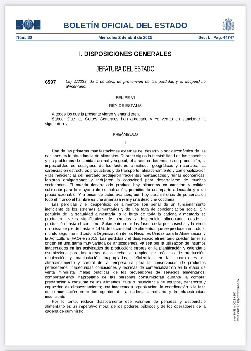 🔵 #BOE 2.4.2025: Ley 1/2025: 

🔹D adicional sexta: 

Determinación de la representatividad de las organizaciones profesionales agrarias en el ámbito estatal (implantación y actividad efectivas en al menos 7 ccaa, con derogación de la Ley 12/2014

🔗boe.es/boe/dias/2025/…