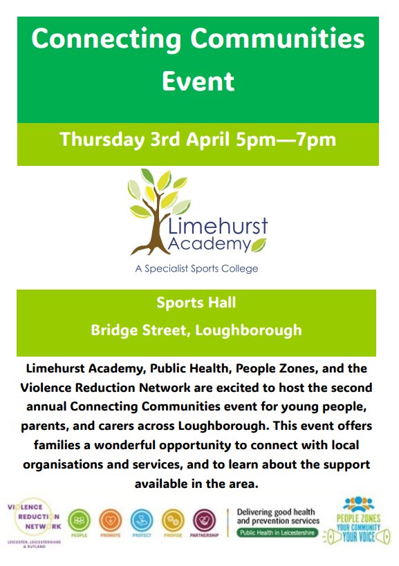 A reminder of our Connecting Communities event, happening between 5pm and 7pm tomorrow!