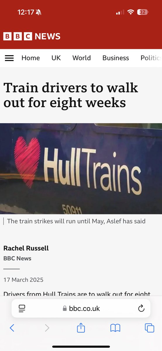 Striking because a driver fell asleep at the helm? 

I’ve defended <a href="/ASLEFunion/">ASLEF</a> through a lot of strikes but I simply can’t defend this. <a href="/Hull_Trains/">Hull Trains</a> made the correct call on this one. 

#ASLEF #HullTrains #Strike #Railway