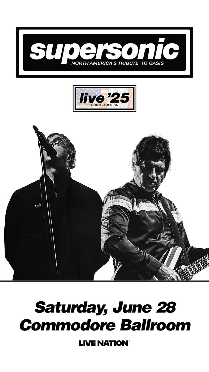 🚨NEW SHOW 📣 🚨
Supersonic Live ‘25
🗓️ 28.6.25
📍 <a href="/commodorevcr/">Commodore Ballroom</a> 
🗺️ Vancouver, BC 🇨🇦 
🎟️ <a href="/LiveNation/">Live Nation</a> Pre-Sale Apr.3 @ 10AM 
🎟️ Public On-Sale Apr.4 @ 10AM
Live Forever X✌️🙌🔥🇬🇧🇨🇦
.
#oasis #oasisreunion #oasistribute #liamgallagher #noelgallagher #supersonic #live25 #vancouver