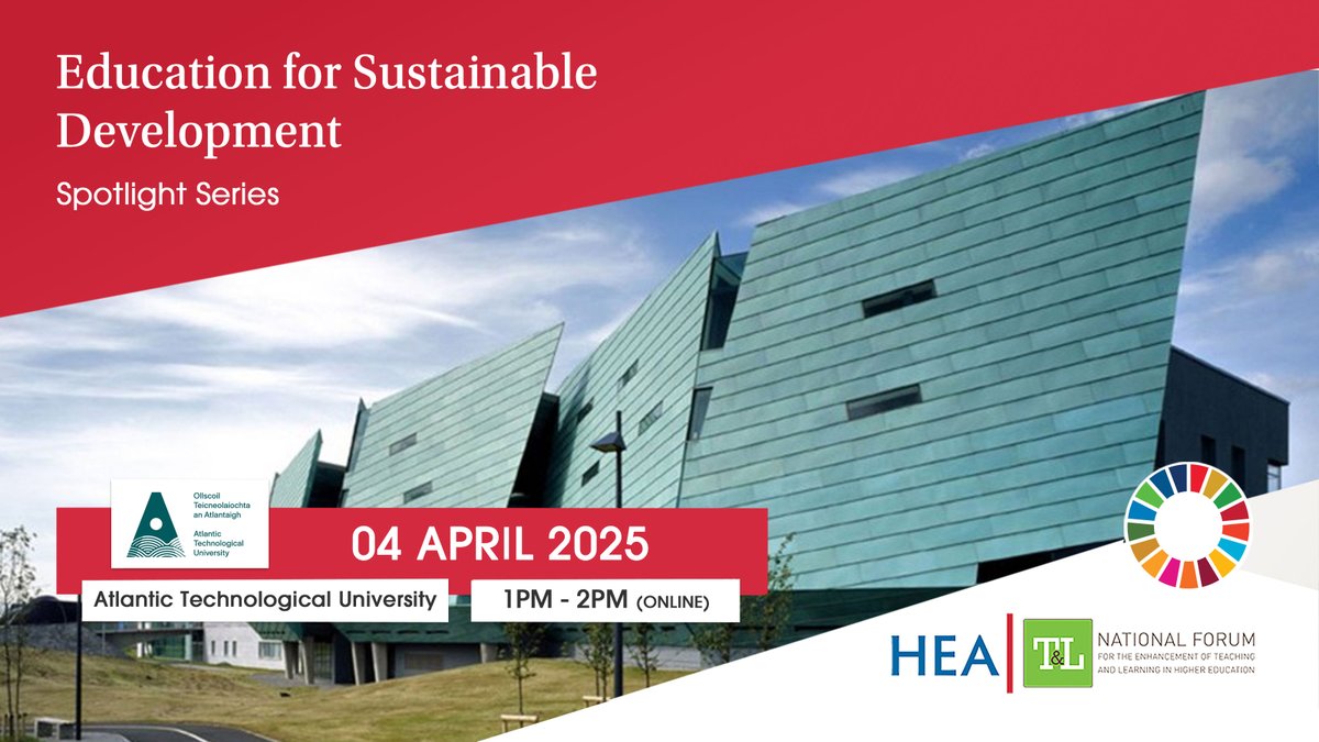 National Forum T&L (@forumtl) on Twitter photo 📢 Week 7 of HEA's ESD Spotlight Series with <a href="/atu_ie/">Atlantic Technological University</a>!
🗓️ Friday, 4 April | 1-2pm (Irish Time)
Explore ATU's ESD Academy, community engagement projects, outdoor place-based learning, and research on students' environmental attitudes.
Register: hub.teachingandlearning.ie/esd-spotlight-… 📢 Week 7 of HEA's ESD Spotlight Series with <a href="/atu_ie/">Atlantic Technological University</a>!
🗓️ Friday, 4 April | 1-2pm (Irish Time)
Explore ATU's ESD Academy, community engagement projects, outdoor place-based learning, and research on students' environmental attitudes.
Register: hub.teachingandlearning.ie/esd-spotlight-…