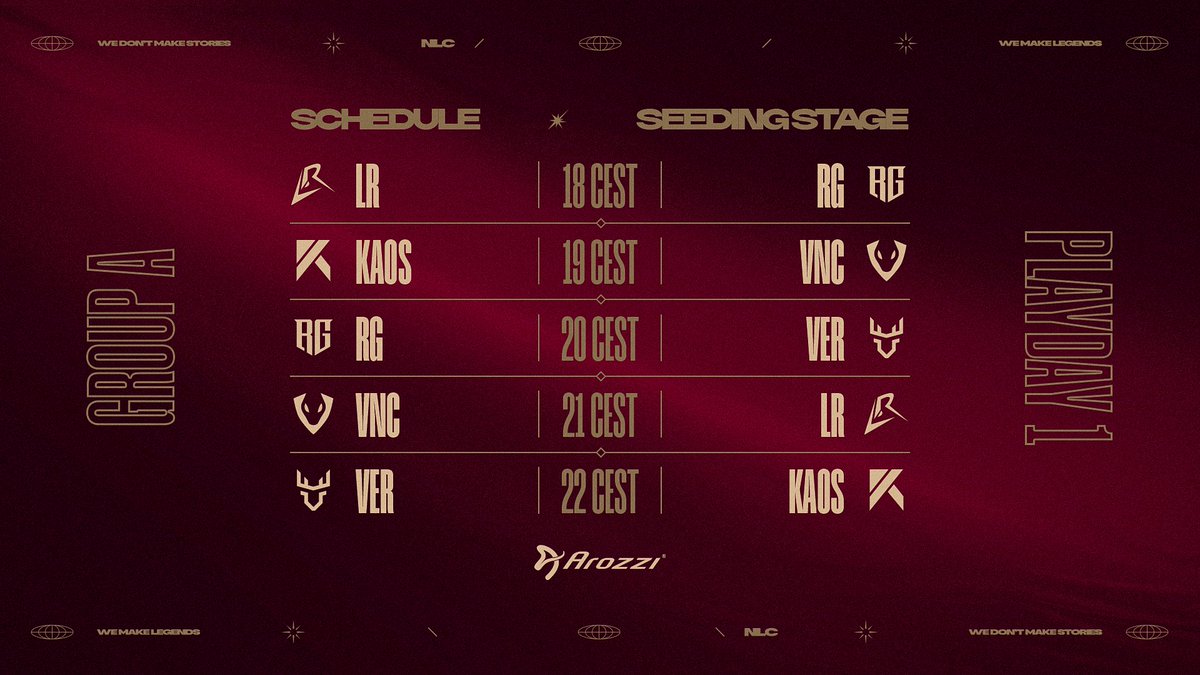 Arozzi NLC (@nlclol) on Twitter photo 📢FIRST SPRING SPLIT MATCH DAY
Tonight we kick off the second split of the year, with the first day of seeding for group A. Tune in at 18:00 CEST👇
🎙️ <a href="/Archarom/">Archarom</a>, <a href="/g_troubleinc/">Troubleinc.</a>, <a href="/DucklingCasts/">Duckling</a>, <a href="/Hiprain/">Jake Matthews</a>, <a href="/SolariStreams/">NLC Solari</a>
📺twitch.tv/nlclol 📢FIRST SPRING SPLIT MATCH DAY
Tonight we kick off the second split of the year, with the first day of seeding for group A. Tune in at 18:00 CEST👇
🎙️ <a href="/Archarom/">Archarom</a>, <a href="/g_troubleinc/">Troubleinc.</a>, <a href="/DucklingCasts/">Duckling</a>, <a href="/Hiprain/">Jake Matthews</a>, <a href="/SolariStreams/">NLC Solari</a>
📺twitch.tv/nlclol