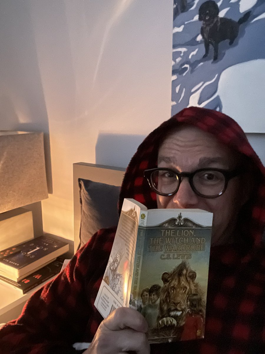 It felt appropriately cozy to read “The Lion, The Witch and The Wardrobe” during an ice storm with no power. This re-read, I was struck by how fast it moves along, and how Aslan has a crown and sceptre.