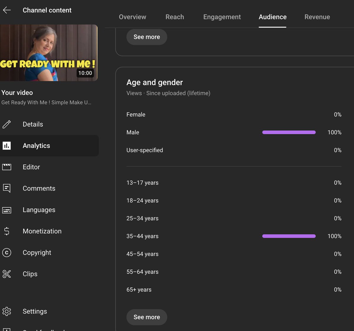 greyngorgeous's tweet image. Why these videos are being served to 100% men !!! Wouldn’t this affect my overall channel reach and performance ? Please help @TeamYouTube Check this youtube.com/@shweta.purand… #youtubeissue #algorithmglitch