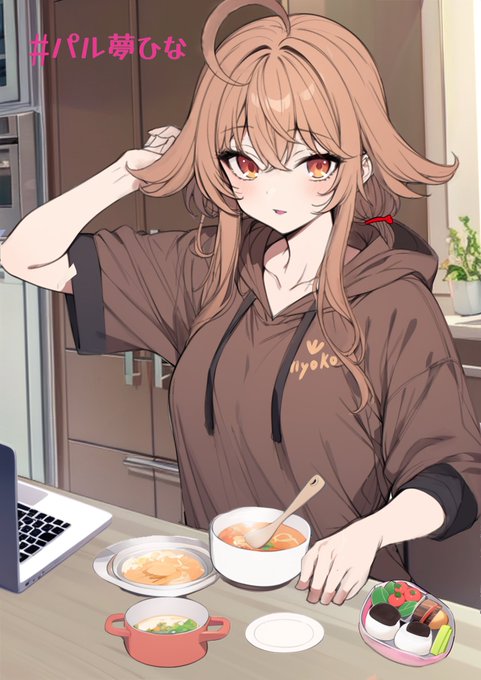 彩夢ひな🐣さんのパルムでの
お弁当配信をイメージして描きました〜♪
#彩夢ひな 
#パル夢ひな 