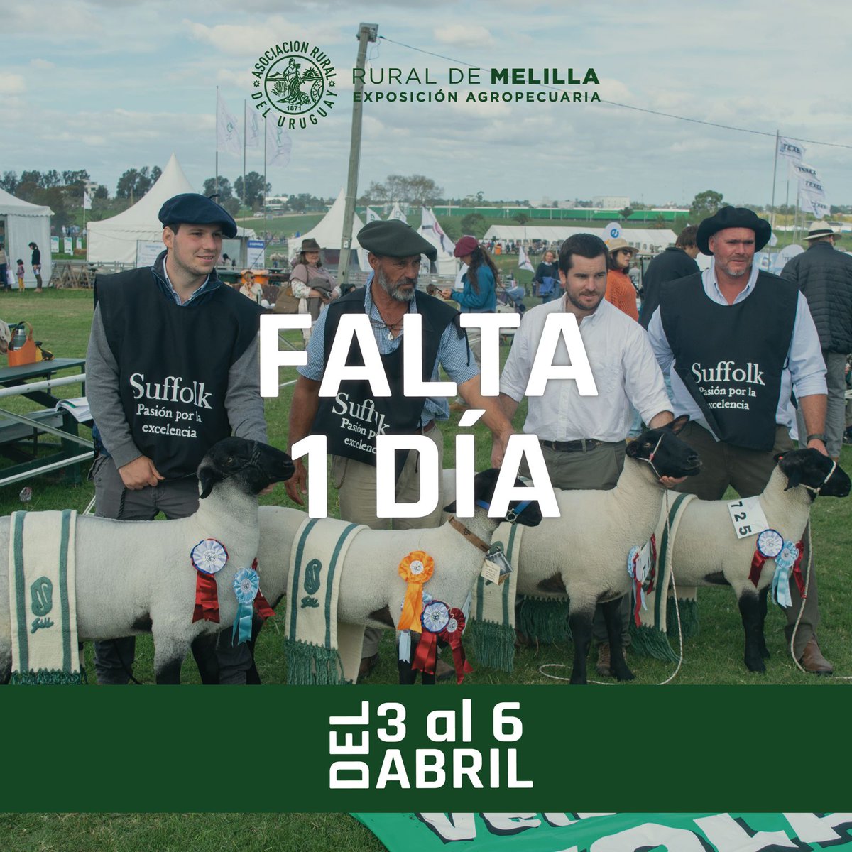 Mañana comienza
RURAL DE MELILLA 2025
Exposición Agropecuaria
📅 Del 3 al 6 de abril
Tecnología, innovación y capacitación en una exposición que reúne lo mejor del agro.
Demostraciones en vivo, remates, tendencias y más.
No te la pierdas.
👉 Más info en: expomelilla.com.uy
