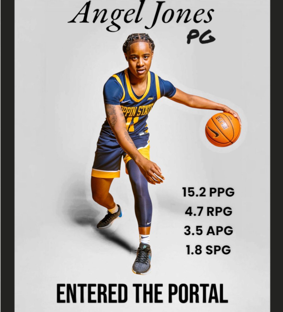 Bruno Corras (@bruno_corras) on Twitter photo Angel Jones (<a href="/lulanngg/">Angell🚶🏾♀️</a>) has entered the transfer portal. 2 years left of Eligibility. Coaches, please contact me if you're looking for a playmaking guard!
🔹️1st team HBCU All-American
🔹️1x HBCU National Women's
🔹️Basketball Player of the Week
🔹️1st all conference Angel Jones (<a href="/lulanngg/">Angell🚶🏾♀️</a>) has entered the transfer portal. 2 years left of Eligibility. Coaches, please contact me if you're looking for a playmaking guard!
🔹️1st team HBCU All-American
🔹️1x HBCU National Women's
🔹️Basketball Player of the Week
🔹️1st all conference