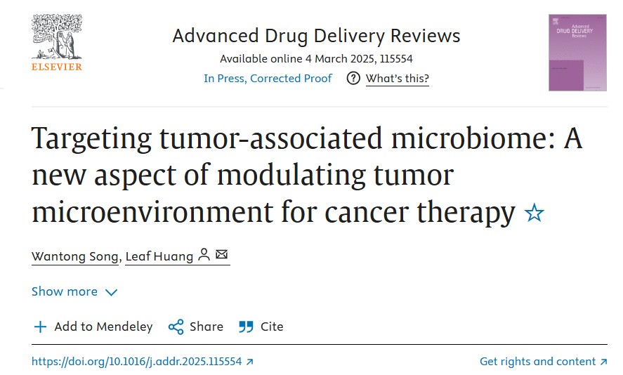 Editors of Advanced Drug Delivery Reviews (@addreditors) on Twitter photo ADDR 50 days' free access: Targeting Tumor-Associated Microbiome: A New Aspect of Modulating Tumor Microenvironment for Cancer Therapy.
By Leaf Huang & coworker <a href="/DPMP_UNC/">Pharmacoengineering & Mol Pharmaceutics (DPMP UNC)</a>
#microbiome #TumorMicroenvironment
kwnsfk27.r.eu-west-1.awstrack.me/L0/https:%2F%2… ADDR 50 days' free access: Targeting Tumor-Associated Microbiome: A New Aspect of Modulating Tumor Microenvironment for Cancer Therapy.
By Leaf Huang & coworker <a href="/DPMP_UNC/">Pharmacoengineering & Mol Pharmaceutics (DPMP UNC)</a>
#microbiome #TumorMicroenvironment
kwnsfk27.r.eu-west-1.awstrack.me/L0/https:%2F%2…