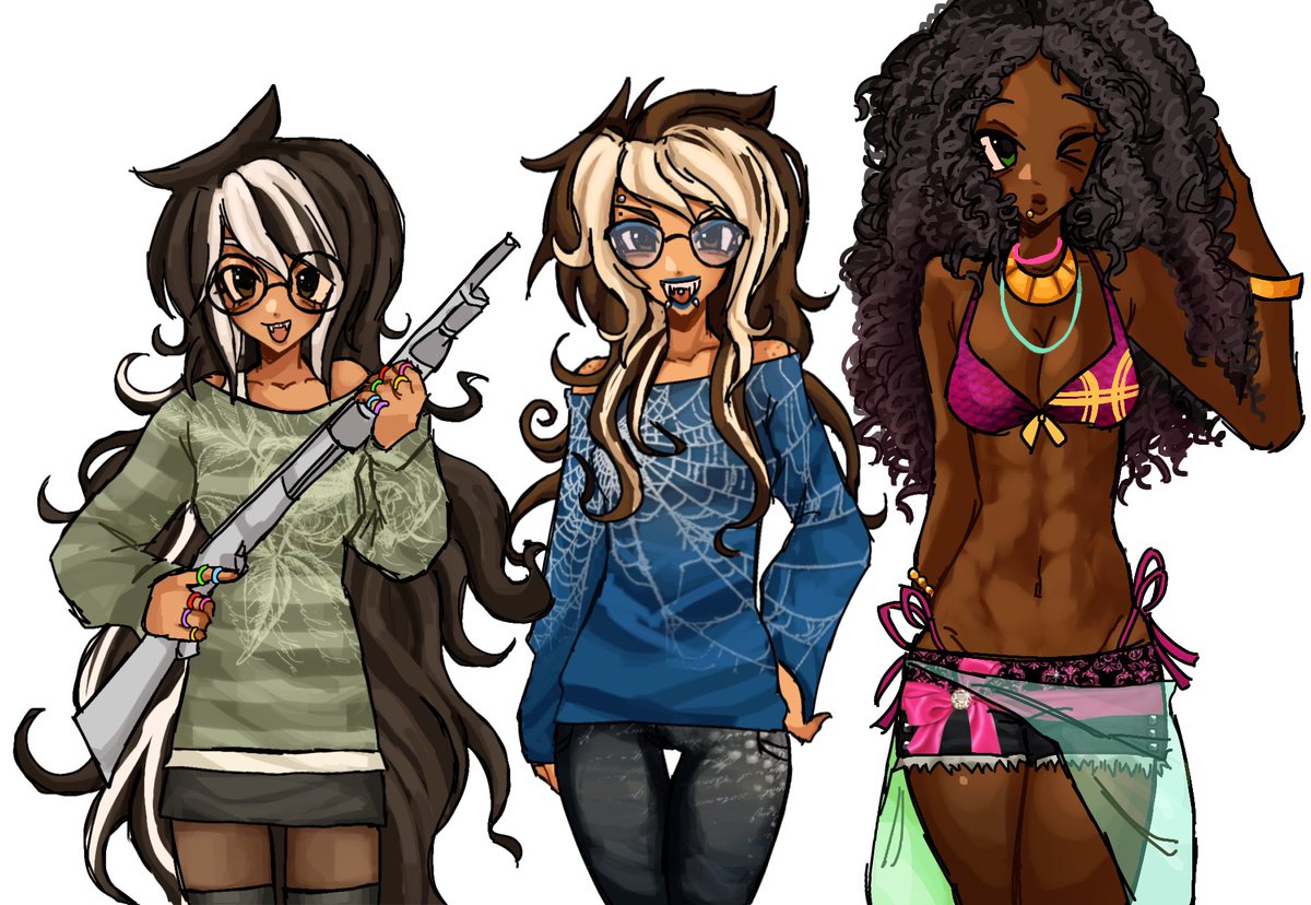 timestestified's tweet photo. i wanted to draw my renditions of ALL the gals but i got lazy and only drew these 3 sickos…….Ok bye #homestuck https://t.co/sIu1JxLorH