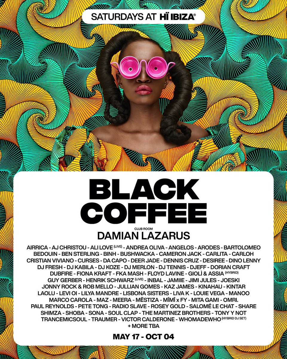 I’m so honoured to be joining the legendary <a href="/RealBlackCoffee/">Black Coffee</a> for another season in Ibiza for his 2025 Saturday residency <a href="/hiibizaofficial/">Hï Ibiza</a>.

Tickets and VIP bookings available at hiibiza.com

#HiBlackCoffee