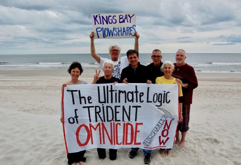 Join a reunion of <a href="/kingsbayplow7/">Kings Bay Plowshares 7</a> &amp; supporters in Brunswick, GA from April 4-7, in celebration of the 7th anniv of the April 4, 2018 action.
 
Peace vigil outside the base in St. Marys, GA on April 4 after on
 
All are welcome to join. For more info or to RSVP, DM