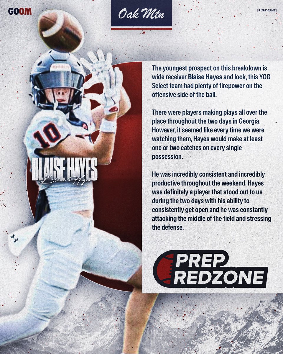 Oak Mountain Football (@footballomhs) on Twitter photo 2027 WR <a href="/blaise_hayes/">Blaise Hayes 2027 WR</a> ๐ค <a href="/PrepRedzoneAL/">Prep Redzone Alabama</a>
#GOOM
<a href="/BamaHSNews/">Around The State Sports</a> <a href="/AL7AFootball/">Alabama7AFootball</a> <a href="/AL1HighSchoolFB/">Alabama High School Football Sports Fans Page</a> <a href="/DexPreps/">DexPreps</a> <a href="/YellowhammerFB/">Yellowhammer Football</a> <a href="/Alabama_Varsity/">Alabama Varsity</a> <a href="/280Living/">280living</a> <a href="/BirminghamSport/">BirminghamSports</a> <a href="/UnderLights365/">Under the Lights</a> <a href="/HallTechSports1/">Hall-Tech Sports</a> <a href="/RivalsFriedman/">Adam Friedman</a> <a href="/RivalsWoody/">Woody Wommack</a> <a href="/RustyMansell_/">Rusty Mansell</a> <a href="/ALcomBirmingham/">AL.com Birmingham</a> <a href="/PrepRedzone/">Prep Redzone ๐</a> 2027 WR <a href="/blaise_hayes/">Blaise Hayes 2027 WR</a> ๐ค <a href="/PrepRedzoneAL/">Prep Redzone Alabama</a>
#GOOM
<a href="/BamaHSNews/">Around The State Sports</a> <a href="/AL7AFootball/">Alabama7AFootball</a> <a href="/AL1HighSchoolFB/">Alabama High School Football Sports Fans Page</a> <a href="/DexPreps/">DexPreps</a> <a href="/YellowhammerFB/">Yellowhammer Football</a> <a href="/Alabama_Varsity/">Alabama Varsity</a> <a href="/280Living/">280living</a> <a href="/BirminghamSport/">BirminghamSports</a> <a href="/UnderLights365/">Under the Lights</a> <a href="/HallTechSports1/">Hall-Tech Sports</a> <a href="/RivalsFriedman/">Adam Friedman</a> <a href="/RivalsWoody/">Woody Wommack</a> <a href="/RustyMansell_/">Rusty Mansell</a> <a href="/ALcomBirmingham/">AL.com Birmingham</a> <a href="/PrepRedzone/">Prep Redzone ๐</a>