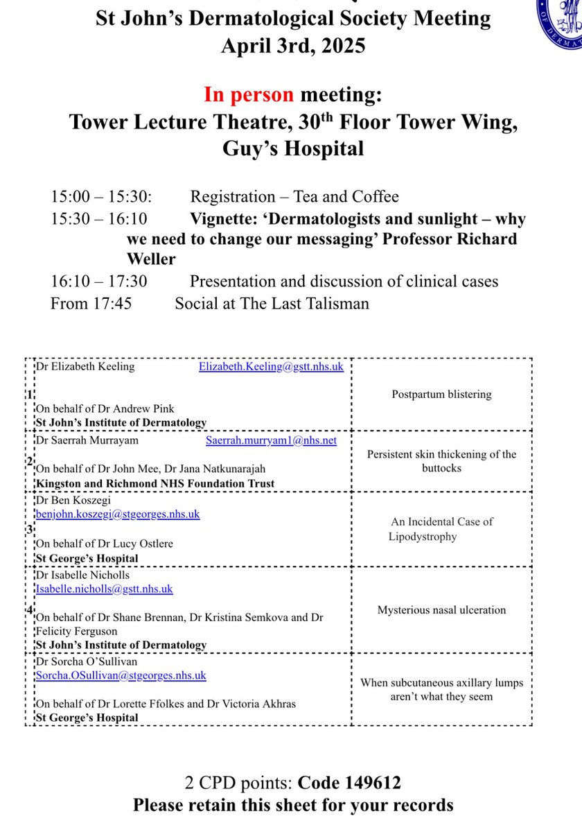 Talk from Richard Weller followed by case presentations. Note: in person only!