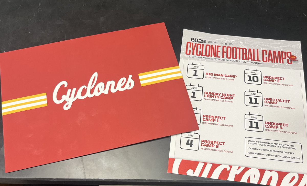 Thank you <a href="/ISUMattCampbell/">Matt Campbell</a> for the camp invite <a href="/CycloneFB/">Iowa State Football</a>