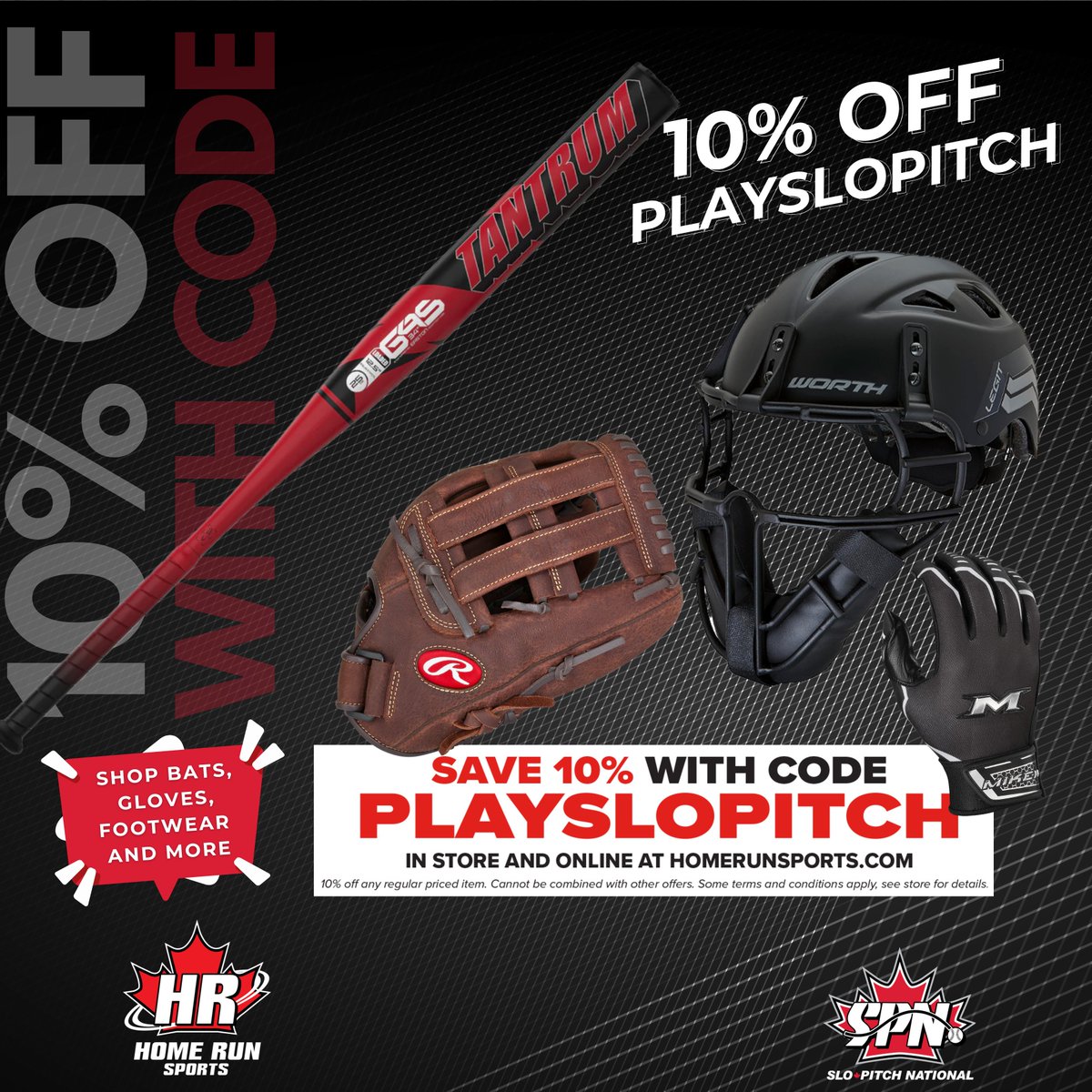 Get ready for the season now and save.

Use your PLAYSLOPITCH discount code for an additional 10% off.

SPN members when you shop online at Home Run Sports your #PLAYSLOPITCH discount is automatically applied.

homerunsports.com/discount/plays…

#slopitchnational #homerunsports