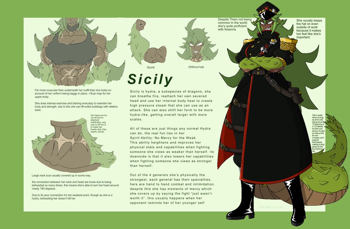 phantom_fright's tweet image. ⭐️ REFERENCE SHEET! ⭐️ 

I’ve only ever made one ref sheet before and it was in 2023 so sorry if it sucks, I just wanted to do this since I’m VERY happy with Sicilys design. 

It’s kind of a reference sheet and character sheet at the same time.