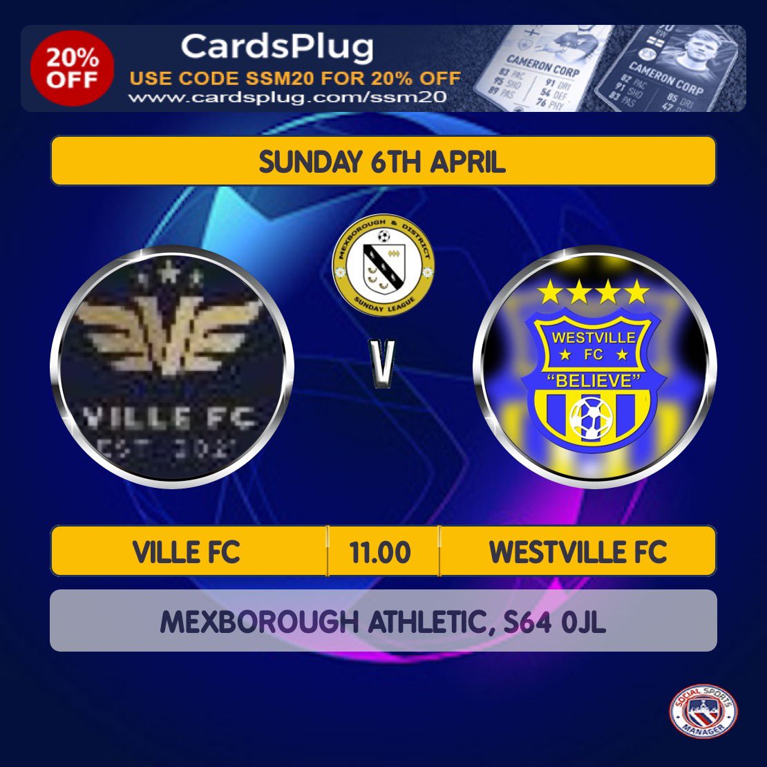 Inter Club Derby this Sunday when we face Ville FC in the Challenge Cup Semi Final