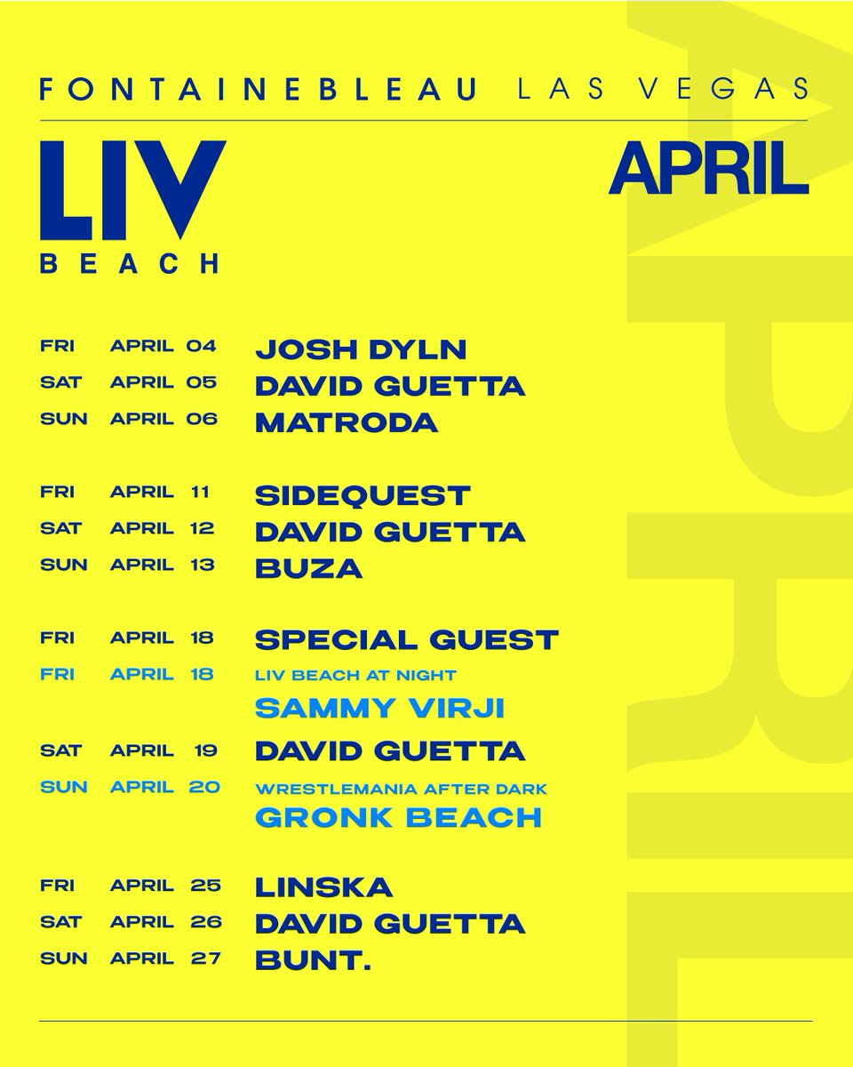 A month of firsts 🌴 Which April event are you most excited for?

Tickets &amp; Reservations: LIVBEACH.COM