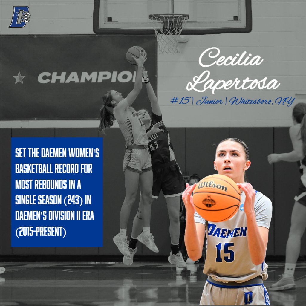 Today we celebrate our #1 rebounder, Cece Lapertosa, who this season set the program record for most single-season rebounds in our Division II era with 243!!!
