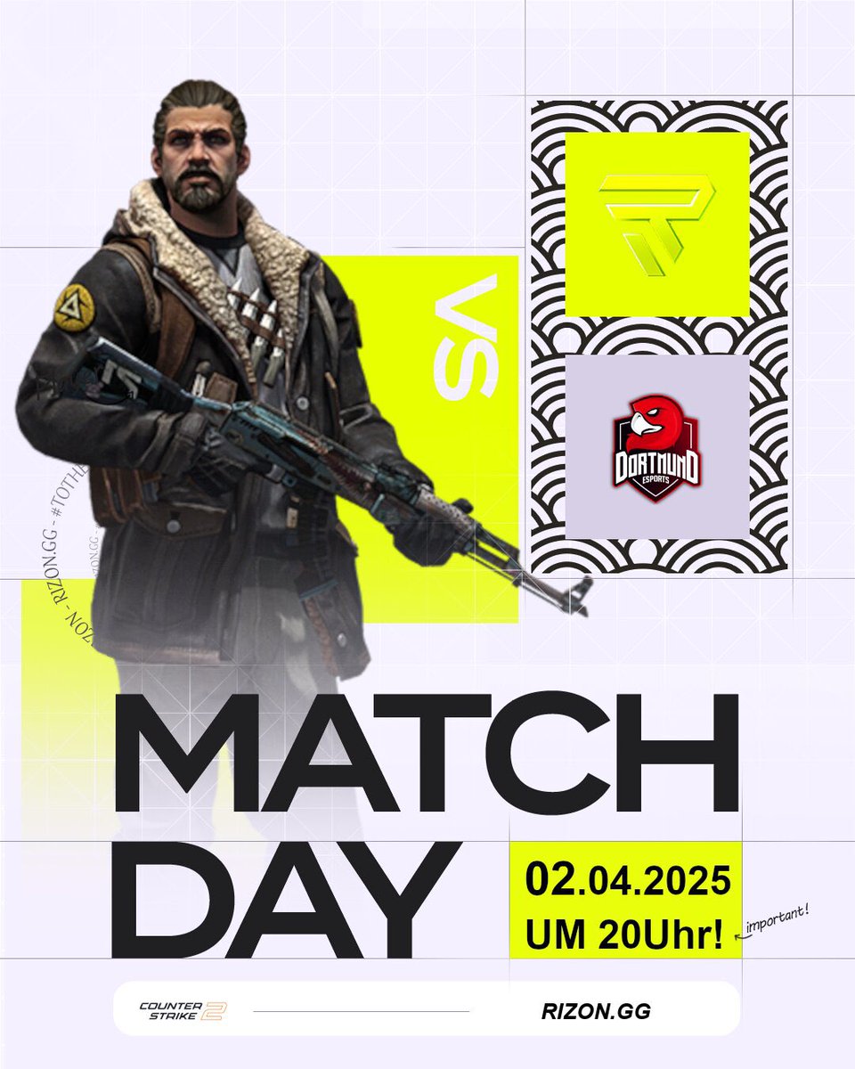 RIZON (@rizondotgg) on Twitter photo Rein in den nächsten <a href="/dachcs/">DACH CS Masters</a> Spieltag! 🦺💛💪
🆚 <a href="/DortmundEsports/">Dortmund eSports</a>
⏰ 20:00 Uhr
📺 ttv/DortmundEsports
#tothehoRIZON Rein in den nächsten <a href="/dachcs/">DACH CS Masters</a> Spieltag! 🦺💛💪
🆚 <a href="/DortmundEsports/">Dortmund eSports</a>
⏰ 20:00 Uhr
📺 ttv/DortmundEsports
#tothehoRIZON