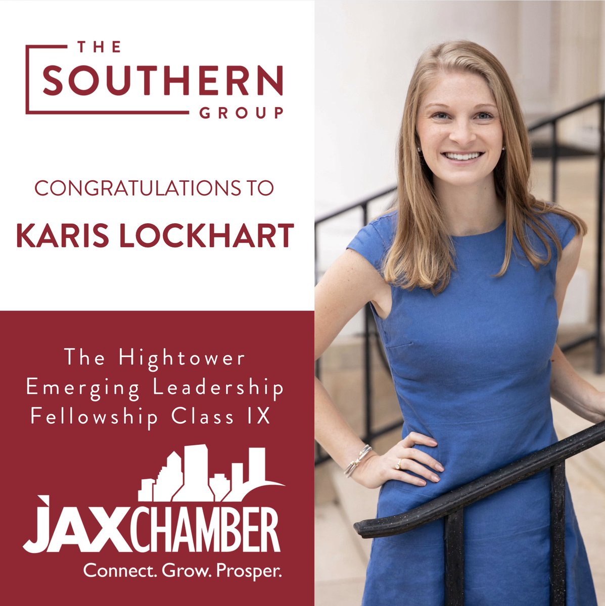 SouthernGroupFL's tweet image. 🎉 Big News! 🎉

Join us in congratulating TSG Jacksonville's @karis_lockhart on being selected for @JAXChamber's Hightower Emerging Leadership Fellowship Class IX! 👏

This prestigious JAX Chamber fellowship develops outstanding young emerging leaders and professionals to…