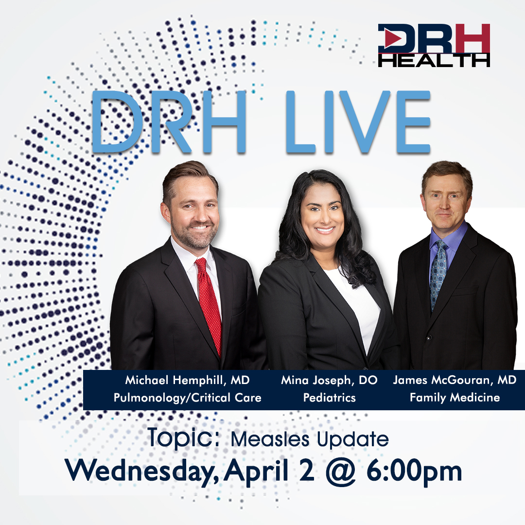 DRH Health (@duncanregional) on Twitter photo Tune in at 6:00 pm tonight as our providers will provide information regarding measles. Have questions that you would like answered? Email them to info@duncanregional.com Tune in at 6:00 pm tonight as our providers will provide information regarding measles. Have questions that you would like answered? Email them to info@duncanregional.com