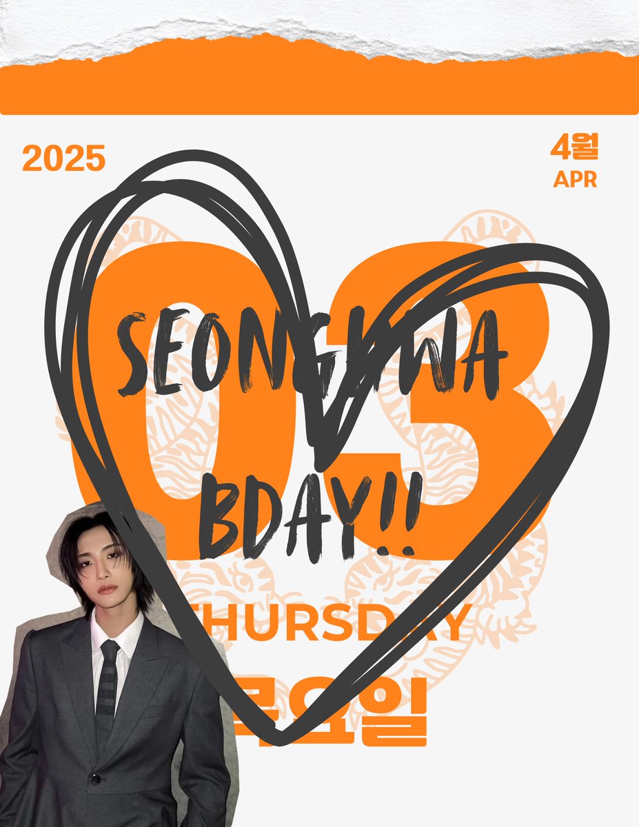 The calendar page has turned—it’s April 3rd! Happy Birthday to one of our Handsome maungs, Seonghwa Let’s wish him all the best on his special day. Stay healthy and happy always! 🧡