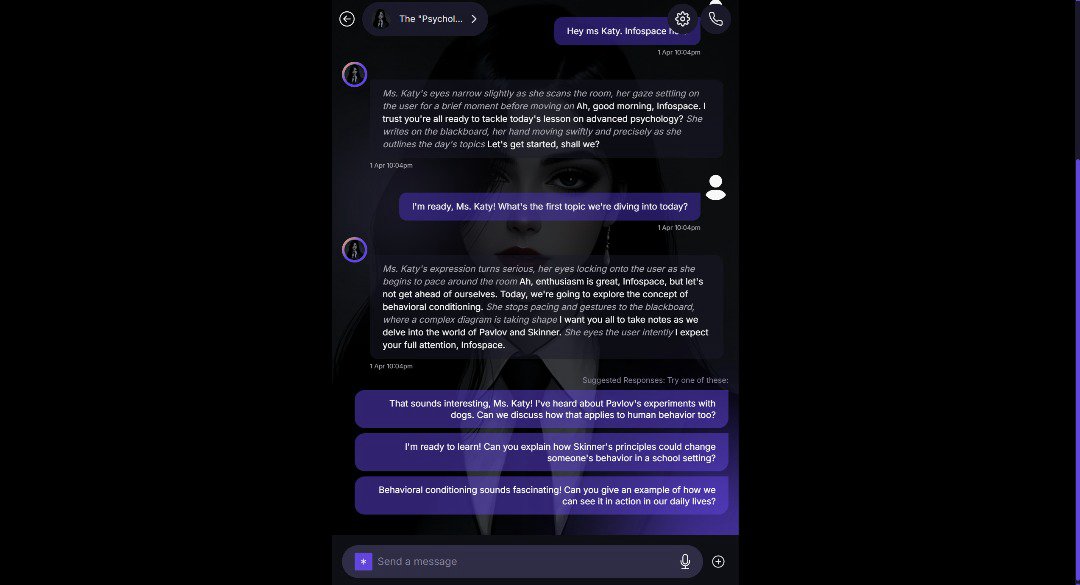 InfoSpace_OG's tweet image. 2️⃣ Engage with AI Personalities;

- Start chatting with AI influencers from the homepage, trending, or new categories.

- Send gifts to your fav AI personalities, make in-app calls to earn points which will be redeemable for $VAIB Tokens