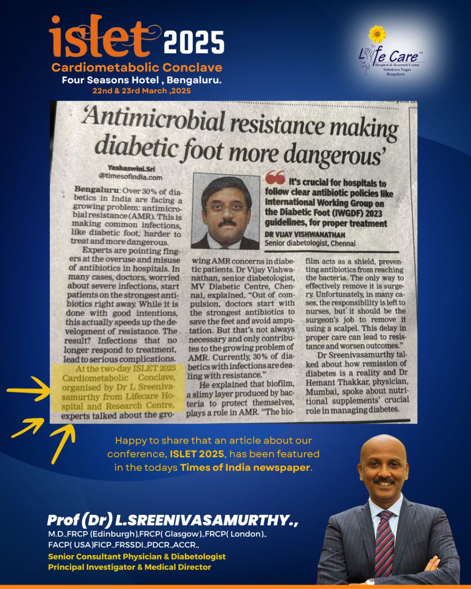 Prof L Sreenivasamurthy MD FRCP FACP FICP FRSSDI (@drsreenivasa) on Twitter photo Happy to share our conference coverage in The Times of India newspaper!
#islet2025
#Conference
Thanks to <a href="/AskDrShashank/">Dr. Shashank Joshi</a> <a href="/vijayviswanatha/">Dr Vijay Viswanathan</a> and other faculty 🙏🏼
<a href="/Rssdi_official/">RSSDI (official)</a> <a href="/TheAACE/">AACE</a> <a href="/ACPIMPhysicians/">ACP</a> <a href="/drmohanv/">Dr.V.Mohan</a> <a href="/DrAmbrishMithal/">Dr Ambrish Mithal</a> <a href="/banshisaboo/">Banshi Saboo</a> <a href="/DrBMMakkar/">Dr Brij Mohan Makkar</a>
<a href="/sahayrk/">Rakesh Sahay</a> Happy to share our conference coverage in The Times of India newspaper!
#islet2025
#Conference
Thanks to <a href="/AskDrShashank/">Dr. Shashank Joshi</a> <a href="/vijayviswanatha/">Dr Vijay Viswanathan</a> and other faculty 🙏🏼
<a href="/Rssdi_official/">RSSDI (official)</a> <a href="/TheAACE/">AACE</a> <a href="/ACPIMPhysicians/">ACP</a> <a href="/drmohanv/">Dr.V.Mohan</a> <a href="/DrAmbrishMithal/">Dr Ambrish Mithal</a> <a href="/banshisaboo/">Banshi Saboo</a> <a href="/DrBMMakkar/">Dr Brij Mohan Makkar</a>
<a href="/sahayrk/">Rakesh Sahay</a>