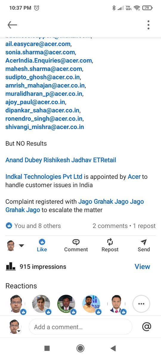ExpertKapilGarg's tweet photo. @Acer_India @Acer @anand_indkal One of the worst electronic brand i have witnessed. New TV bought on 8th March 2025 found defective on 16th March 2025. Engineer Visited on 18th March 2025 declared TV defective and eligible for replacement।. 
@consaff @jagograhakjago https://t.co/JgPMmDeyGG