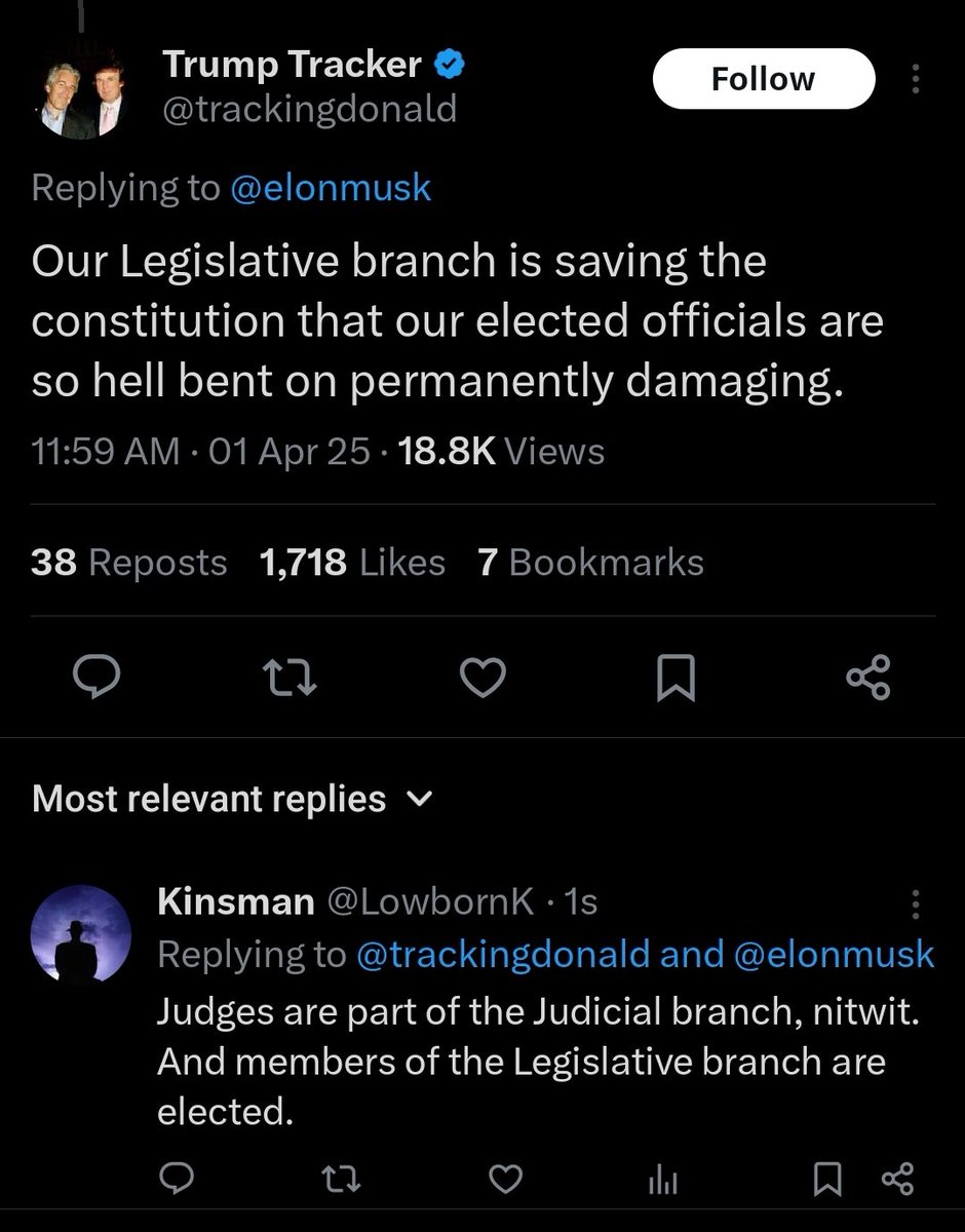 TDS sufferer thinks judges are part of the Legislative branch.
Also, doesn't realize members of the Legislative branch are elected.
But is still somehow more informed than the average Leftist