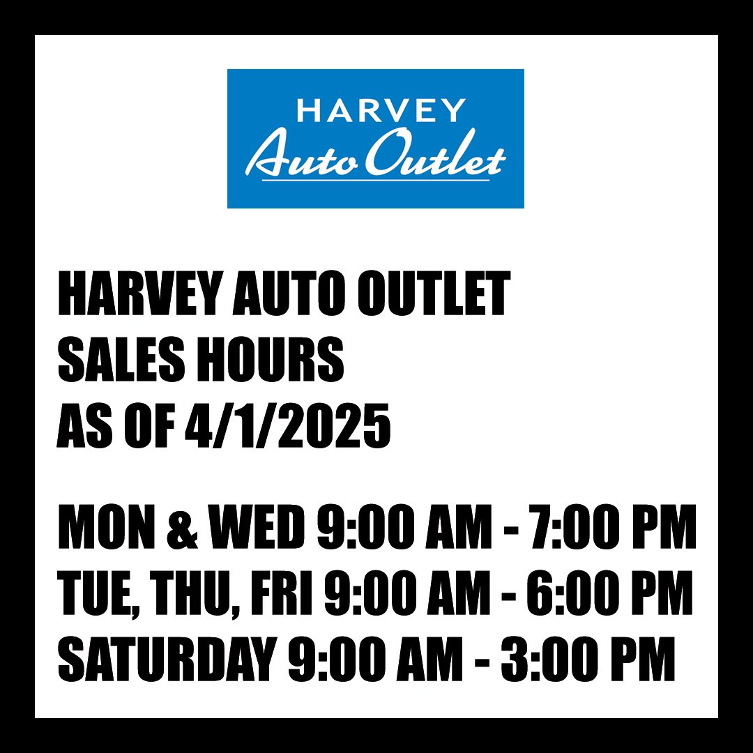 AutoOutletGR's tweet photo. No, it’s not an April Fool's joke – this just happened to be the day our updated hours began on our campus. :) #PreOwnedByHarvey  #HoursUpdated https://t.co/o27FyPUpGZ