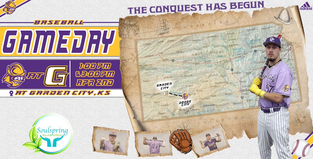 GoConqs's tweet photo. ⚾️Gameday | #GoConqs

@GoConqsBB travels west to start rivalry series with Garden City 

🆚Garden City
🕒1:00 &amp; 3:00pm
📍Garden City, KS
💻Watch: https://t.co/46U9jWOJdp

Sponsor: Soulspring Spa &amp; Wellness

#BurnTheBoats #WeCONQuer https://t.co/Bw1qICjv5k