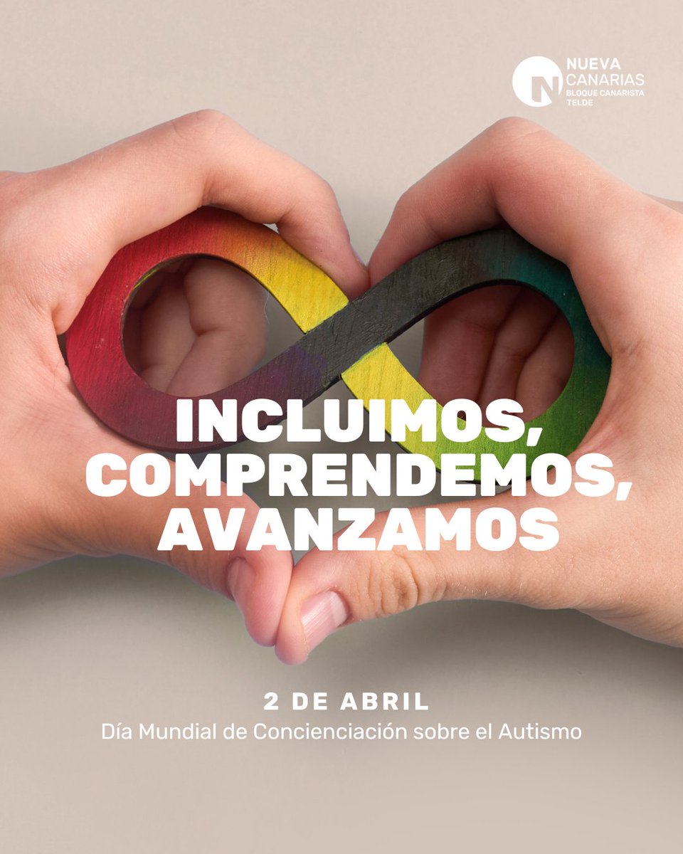 ✨ Día Mundial de la Concienciación
sobre el Autismo. Reafirmamos nuestro compromiso con una sociedad más justa, inclusiva y respetuosa con la diversidad 💙 Desde Nueva Canarias Telde, trabajamos por una ciudad donde todas las personas sean escuchadas, comprendidas y valoradas.