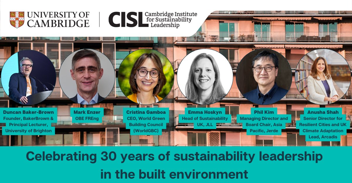 Look forward to celebrating 30 years of <a href="/cisl_cambridge/">Cambridge Institute for Sustainability Leadership</a> Interdisciplinary #BuiltEnvironment course <a href="/Cambridge_Uni/">Cambridge University</a>.

 I will be joining a panel to discuss 'Education needs for the future of the industry' 
<a href="/Arcadis/">Arcadis</a> <a href="/ArcadisUK/">Arcadis UK</a> #futureskills  #NatureAndPeoplePositive #planetpositive