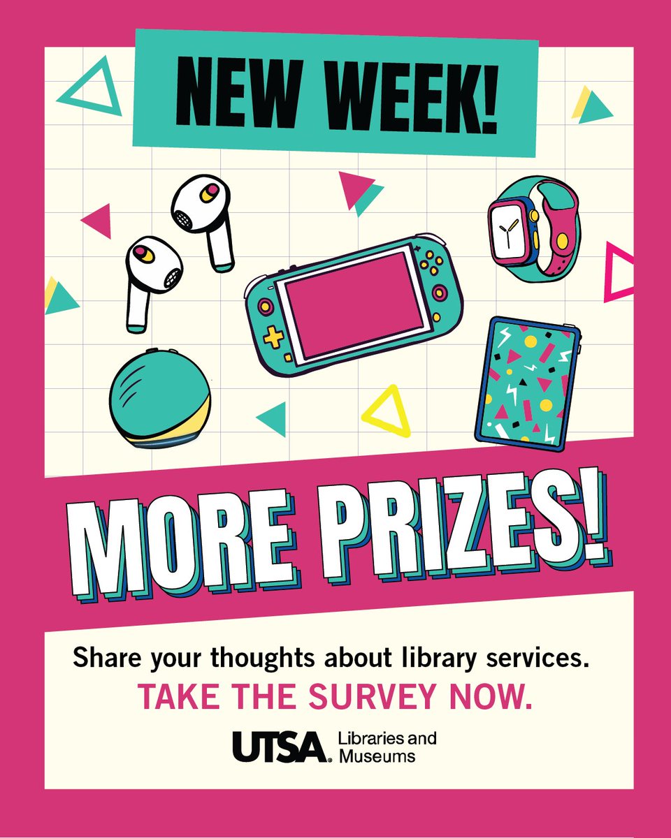 Hey 'Runners, Don't miss your chance to share your thoughts about #UTSA Libraries services and spaces. You'll enter to win a Nintendo Switch, iPad, or Echo Dot! 📷bit.ly/LibQUALSurvey Multiple winners each week of the survey.