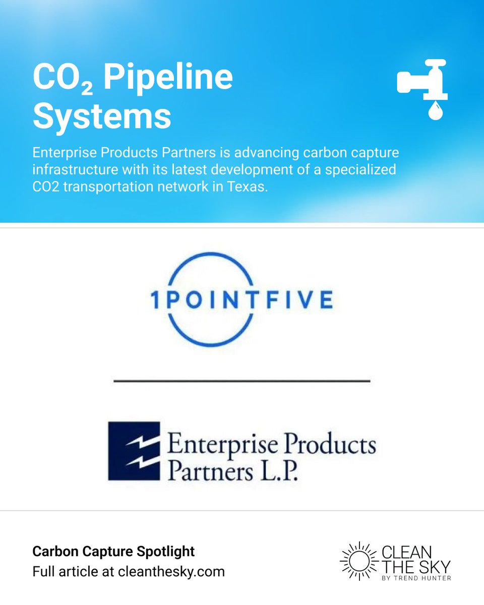 Enterprise Products Partners &amp; <a href="/1PointFive_/">1PointFive</a> are building new CO₂ infrastructure to scale decarbonization, highlighting the shift toward cleaner industry solutions. Learn More: cleanthesky.com/innovation/co2… #CarbonCapture