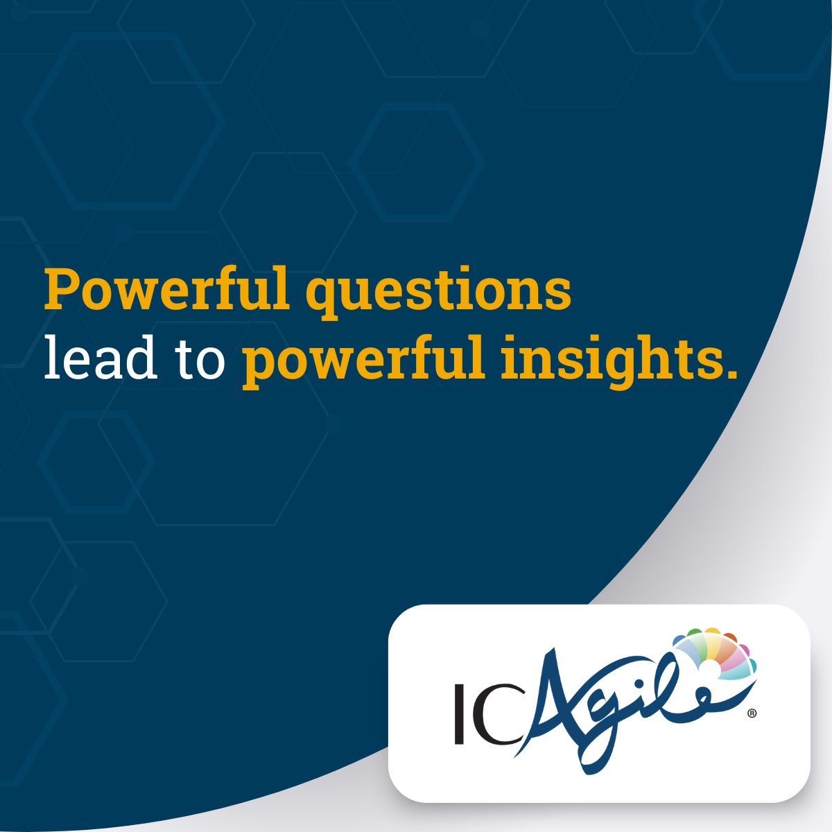 ICAgile's tweet image. A well-timed, open-ended question can spark new thinking and deeper reflection. Learn how to use powerful questions effectively in coaching conversations.

Learn more: hubs.la/Q039rJgW0

#CoachingConversations #PowerfulQuestions #LeadershipDevelopment #ICAgile