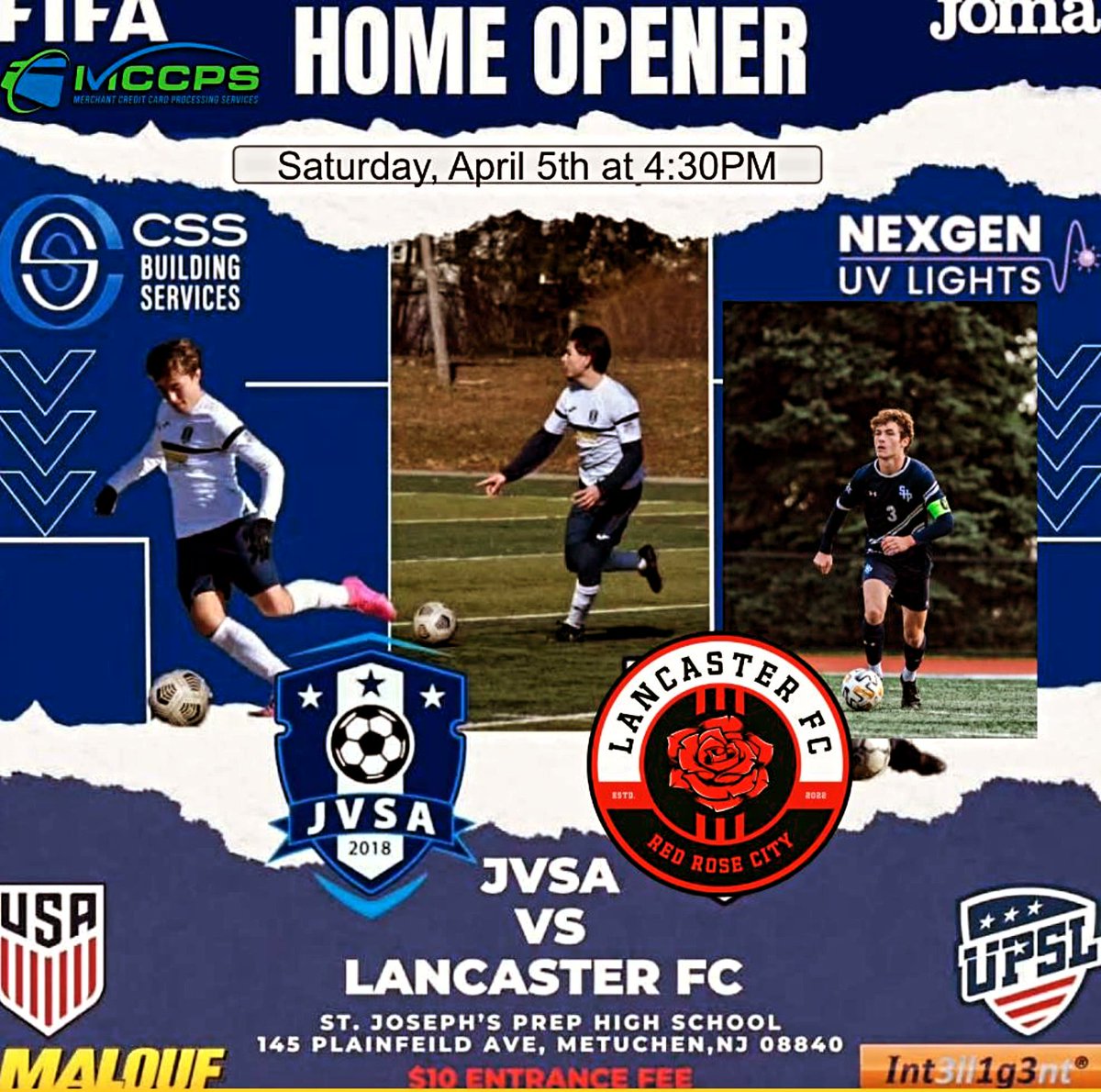 AcademyJavier's tweet photo. JVSA is excited to announce the Semi Pro Team Home Opener, Saturday, April 5th at 4:30pm at St. Joseph High School in Metuchen, NJ. Our players are preparing to put a great performance for their fans this season. Come out and support your local semi pro team. Vamos!! ⚽️🙏👊💪 https://t.co/pQ4t2yLtjH