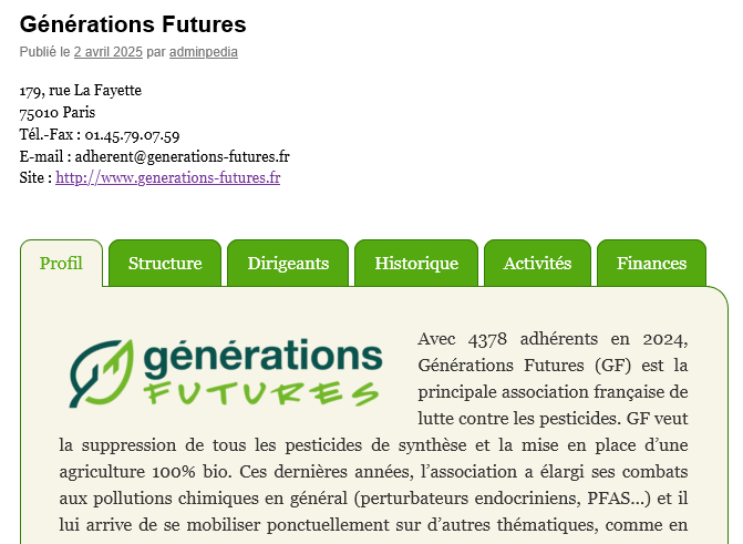 ecolopedia's tweet photo. Mise à jour des éléments concernant Générations Futures : https://t.co/Qj8XbLmAPx https://t.co/kZratRmZfO