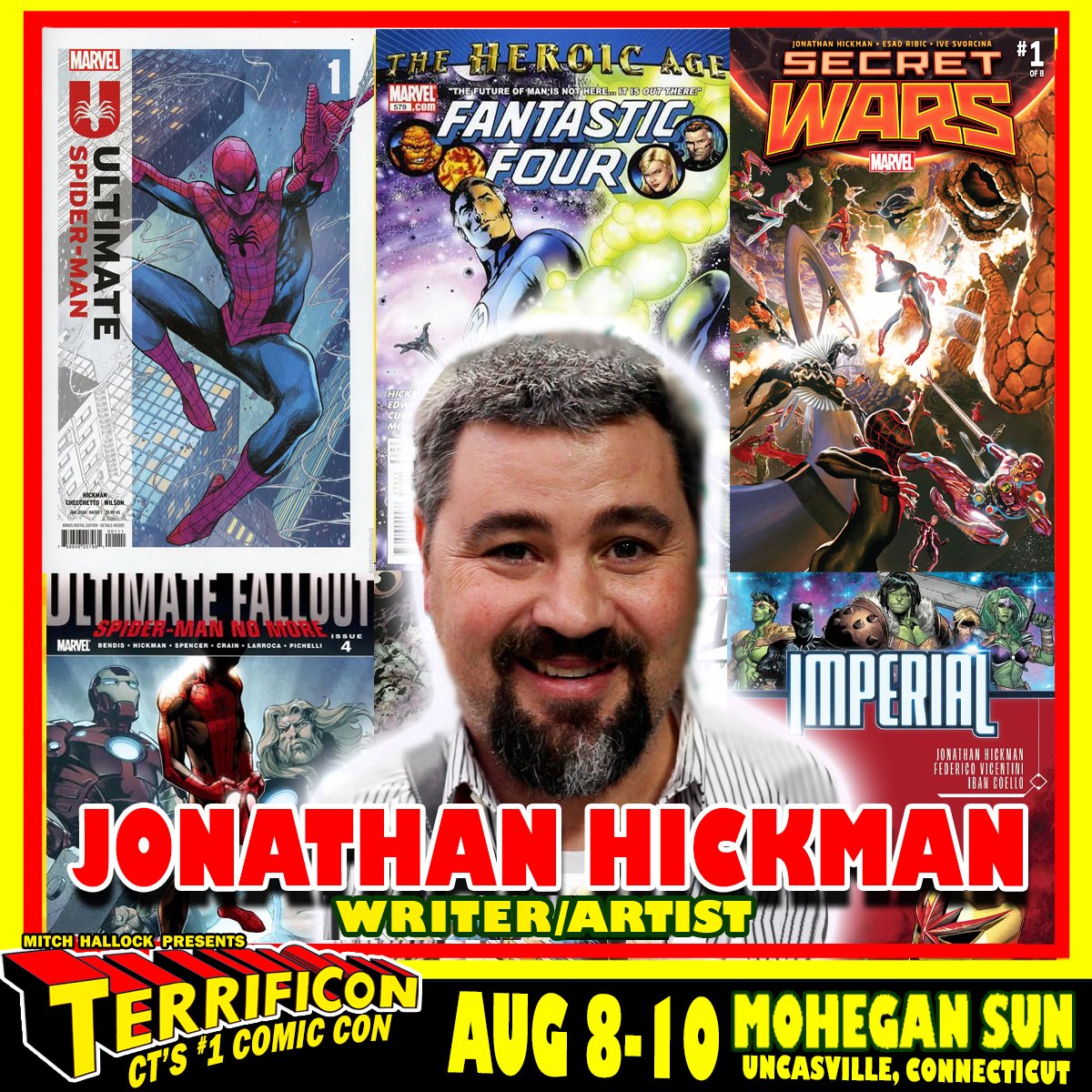 TERRIFICON is excited to welcome another first-time guest to our big 10th anniversary show on August 8-10 at Mohegan Sun.... writer JONATHAN HICKMAN! 

Jonathan Hickman is a comic book writer and artist, best known for his creator-owned series The Nightly News, The Manhattan