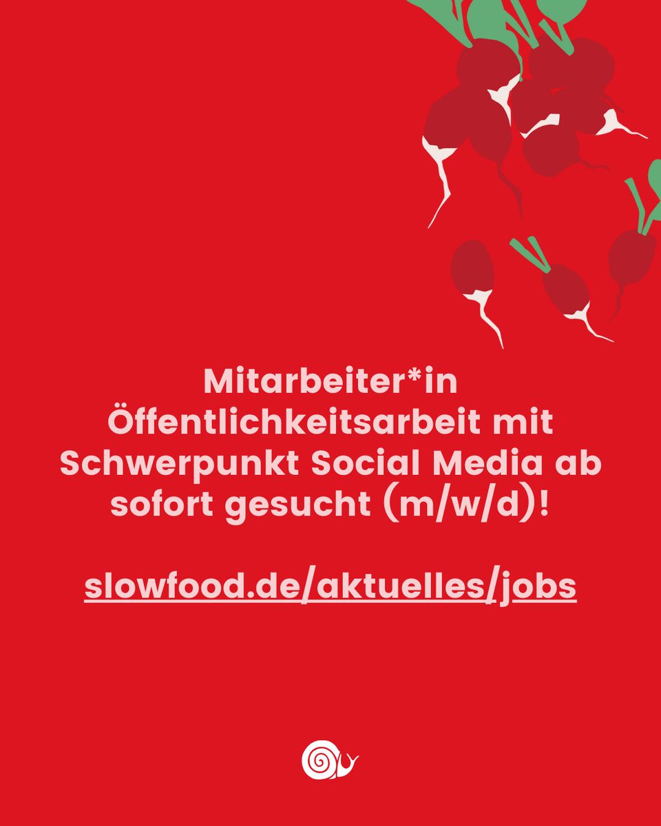 Du bist gut in Social Media und Kommunikation? Dann suchen wir DICH!

👉slowfood.de/aktuelles/jobs

#NGOJobs #Jobs #Berlinjobs #GreenJobs