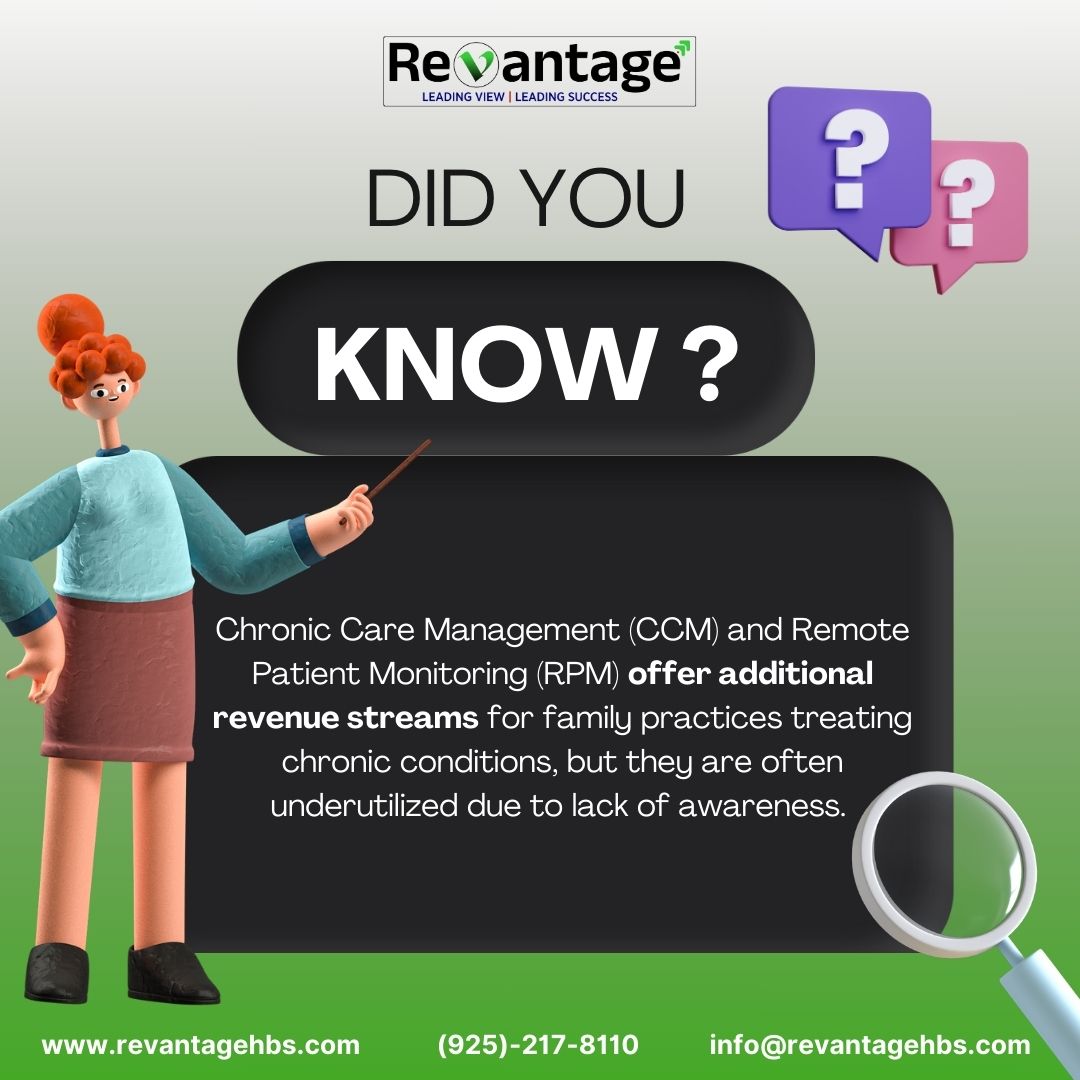 Revantage_healt's tweet photo. Did You Know?

Chronic Care Management (CCM) &amp; Remote Patient Monitoring (RPM) offer additional revenue streams for family practices treating chronic conditions!
📞 (925)-217-8110
📧 info@revantagehbs.com
🌐 https://t.co/GAxXHyp2cu
#ChronicCareManagement #RemotePatientMonitoring https://t.co/Al8yMjQQ0q