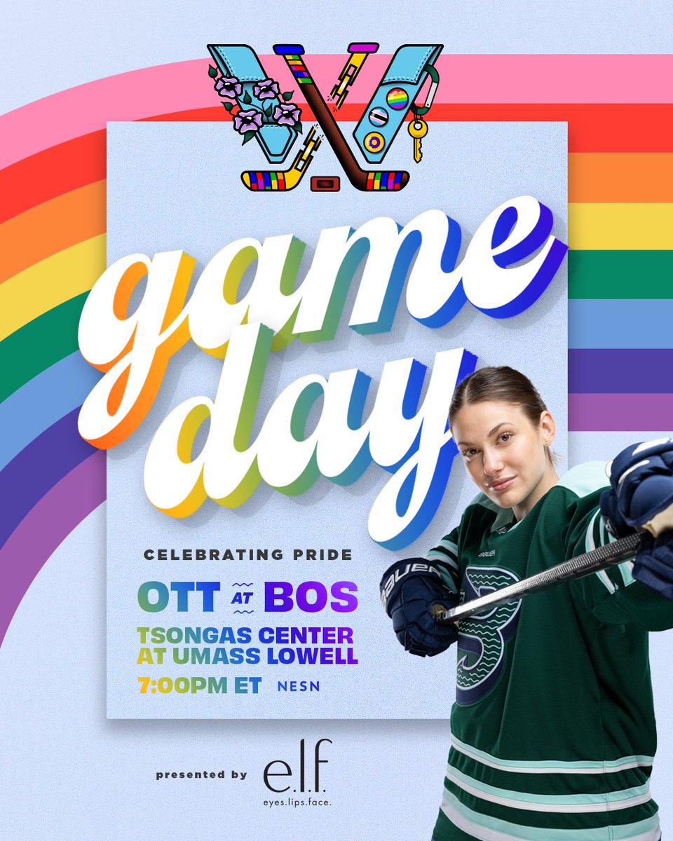 HAPPY PRIDE NIGHT! 🕺💚

🆚: <a href="/PWHL_Ottawa/">Ottawa Charge</a> 
⏰: 7:00PM ET
📍: <a href="/TsongasCenter/">Tsongas Center</a> 
📺: <a href="/NESN/">NESN</a> 
🎟️: bit.ly/3DFOeaA