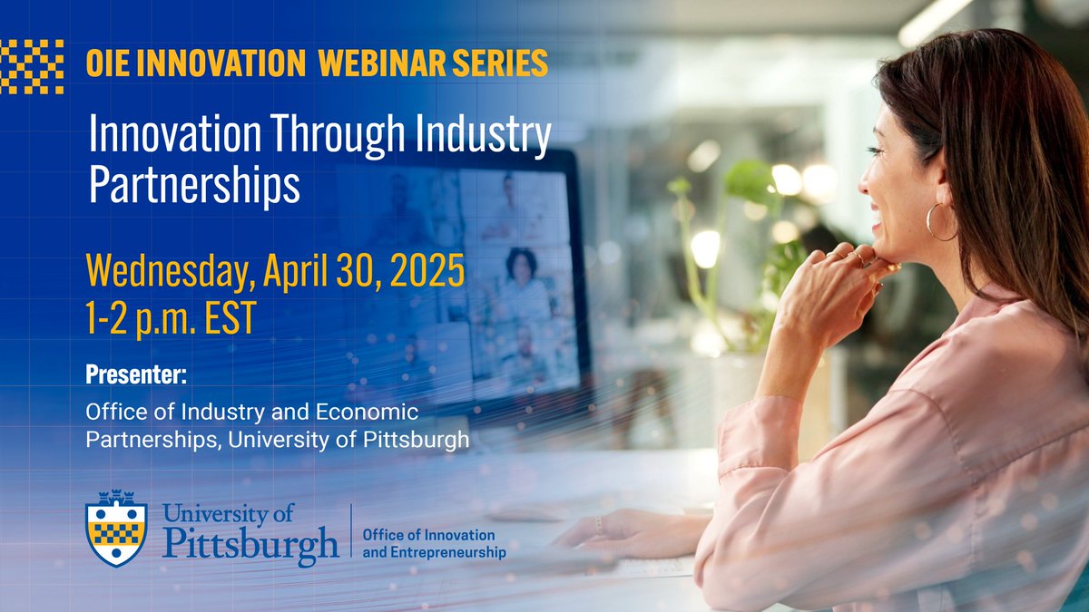 Pitt Innovates (@pittinnovates) on Twitter photo 🔬 <a href="/PittTweet/">University of Pittsburgh</a> faculty & researchers: Join our OIE Innovation Webinar on April 30 to explore how Pitt’s Office of Industry & Economic Partnerships (<a href="/PittPartners/">Office of Industry and Economic Partnerships</a>) helps faculty navigate industry-sponsored opportunities.
📅 1–2 PM | 📍 Virtual
hubs.li/Q03dBdm30 🔬 <a href="/PittTweet/">University of Pittsburgh</a> faculty & researchers: Join our OIE Innovation Webinar on April 30 to explore how Pitt’s Office of Industry & Economic Partnerships (<a href="/PittPartners/">Office of Industry and Economic Partnerships</a>) helps faculty navigate industry-sponsored opportunities.
📅 1–2 PM | 📍 Virtual
hubs.li/Q03dBdm30