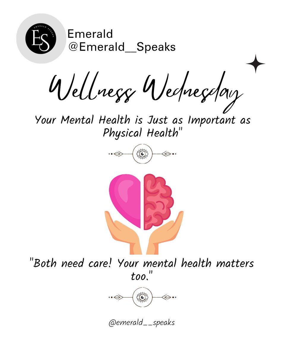 EmeraldSpeaks1's tweet image. "We take care of our bodies, but what about our minds? 

Prioritize your mental wellness just as much as your physical health. 
#WellnessWednesdays 
#EmeraldSpeaks
#innerpeace  
#education 
#awareness