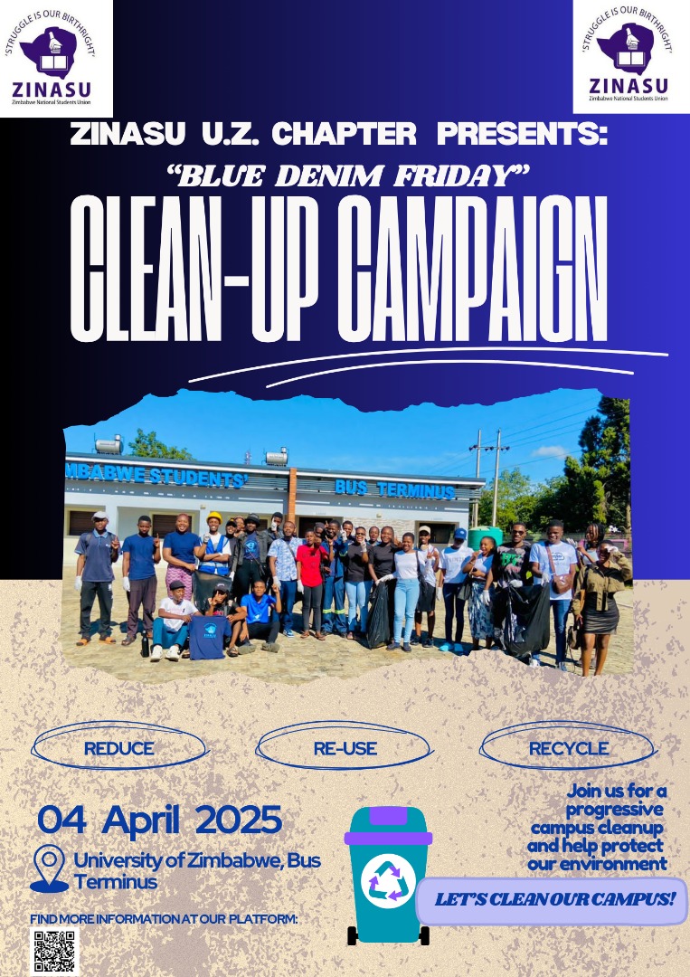Revolutionary greetings comrades and friends.As law abiding students we will be taking part in the monthly clean up campaign this Friday .It's gonna be a Blue denim Friday .
#preservingtheenvironment
#ourresponsibility 
#bluedenimfriday